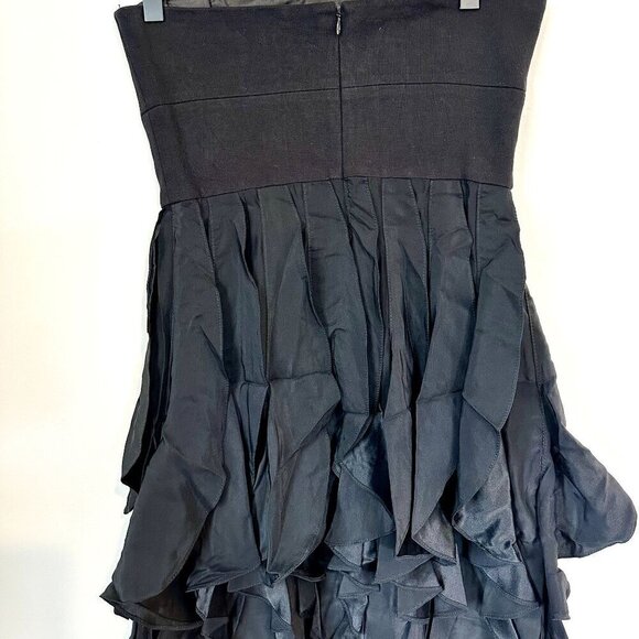 Cynthia Steffe Strapless Black Ruffle Mini Dress - Size 0 - Picture 4 of 5
